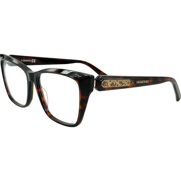 Swarovski SK5468 Womens Plastic Eyeglass Frame 052 Dark Havana 53-14 main image 4